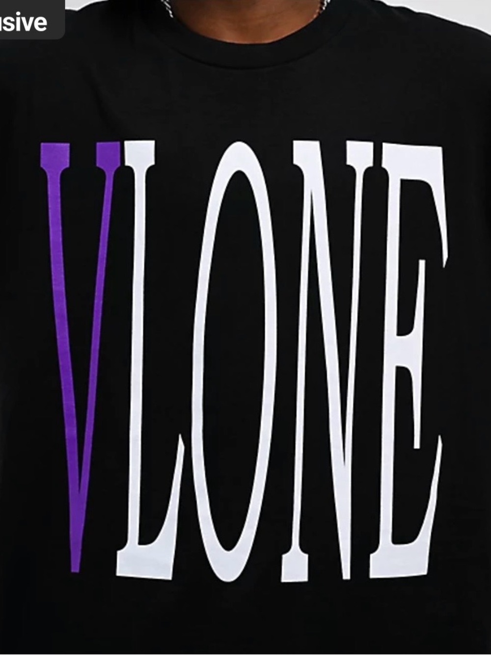 VLONE Black Tee with White & Purple Oversized Logo